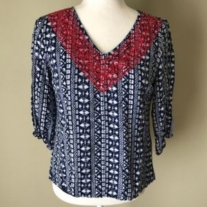 Skies are blue embroidered top